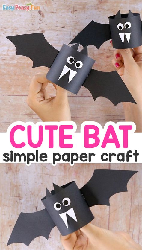 Toilet Paper Roll Bat, Halloweenpyssel Barn, Høstaktiviteter For Barn, Halloween Crafts For Kids To Make, Bat Craft, Paper Bat, Halloween Crafting, Halloween Crafts For Toddlers, Halloween Kunst