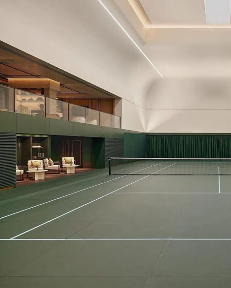 Tennis Room, Tennis Court Design, Indoor Sports Court, Indoor Tennis, Malibu Beach House, Tennis Aesthetic, Racquet Club, Sport Center, The Garrison