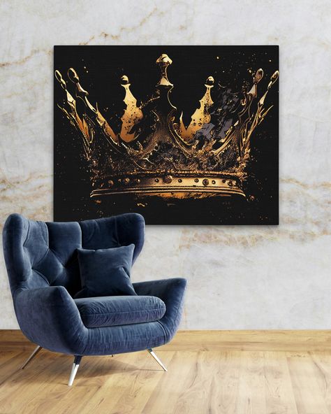 Who's the king of your castle? 👑 Crown your walls with regal art from our King and Queen Collection. Click to rule your decor! ➡️ https://luxurywallart.com/collections/crown-paintings ⬅️ . . . . . #crownpaintings #gothiccrown #heartcrown #royalart #homedecor Diamond House, Crown Painting, Abstract Artwork Painting, King And Queen Crowns, House Styling, Gothic Crown, Luxury Wall Art, West Home, Abstract Flower Art