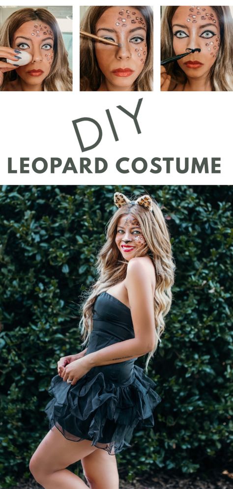 Last minute costume ideas!  www.xoxoterri.com Diy Leopard Costume, Last Minute Costume Ideas, Leopard Ears, Black Eye Pencil, Leopard Costume, Last Minute Costume, Coral Lips, Last Minute Costumes, Diy Halloween Costume