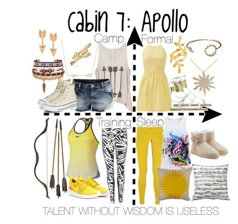 "Cabin 7: Apollo" by aquatic-angel ❤ liked on Polyvore featuring VILA, Converse, Ross-Simons, NIKE, Bling Jewelry, Allurez, Journee Collection, Contrarian, Ancient Greek Sandals and Agnes de Verneuil Cabin 7 Apollo, Cabin Clothes, Cabin Outfit, Apollo Cabin, Cabin 7, Percy Jackson Cabins, The Kane Chronicles, Percy Jackson Outfits, Zio Rick