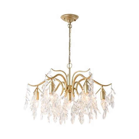 Featuring a classic branches and leaves semblance with strands of crystal dangles decorations, this luxury style chandelier with a gorgeous design will easily brighten your room with a lavish vibe. The fabulous look with an elegant design will impress the visitors who found it above. Its classic looking and the delicate flair will provide a sense of retro air, bring a sense of history to your living space. Firmly placed mounting and chain keeps it in place and avoids wobbling in the air.      Th Black And Gold Living Room, Color Changing Light Bulb, Country Style Living Room, Gold Living, Classic Chandelier, Gold Living Room, Luxury Chandelier, Hanging Chandelier, Chandelier Style