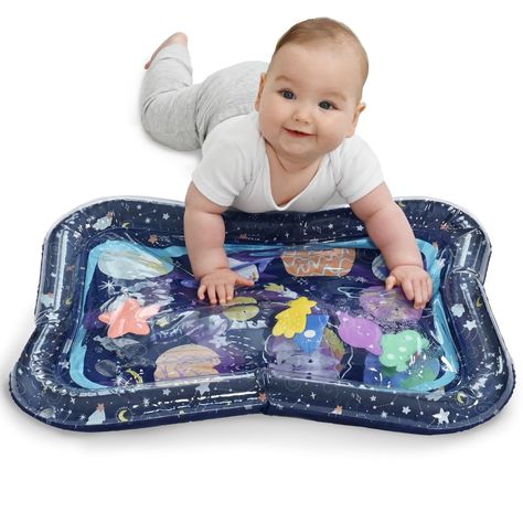 PRICES MAY VARY. Safe, Leak Proof Design - Our water filled tummy time mat is made of premium PVC material that is highly durable, safe and leak-proof. Fun Tummy Time Toys for Newborn & Infant - Our space theme baby play mat features a rockets and planets print, great for developing eyes, and colorful rocket and star shapes to entertain your baby boy or girl. Promotes Brain Development - With five colorful floating shapes, this water sensory toy encourages hand-eye coordination and fine motor sk First Baby Must Haves, Baby Tummy Time Mat, Water Play Mat, Tummy Time Toys, Baby Activity Mat, Baby Tummy Time, Infant Toys, Tummy Time Activities, Tummy Time Mat