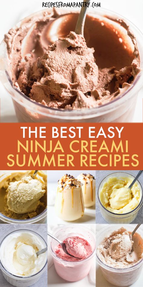 Everyone loves Ninja Creami for good reason - you can whip up homemade frozen treats in a few minutes for summer and all year long. Start with this collection of the best summer Ninja Creami Recipes. From classic flavors like Ninja Creami Vanilla Ice Cream, Ninja Creami Chocolate Ice Cream, to Ninja creami Mango Sorbet, Ninja Creami Pineapple Sorbet & Ninja Creami Protein Ice Cream there's a delicious Ninja Creami ice cream for everyone. Ninja Creami Summer Recipes!! #ninjacreami #icecream Homemade Vanilla Ice Cream Ninja Creami, Ninja Dessert Recipes, Ninja Creami Pineapple Ice Cream, Creami Ice Cream Ninja, Ninja Creami Ice Cream Base, Homemade Ice Cream Ninja Creami, Creami Recipes Ninja, Ninja Cremini Recipes Healthy, Ninja Creami Recipes Protein Shakes