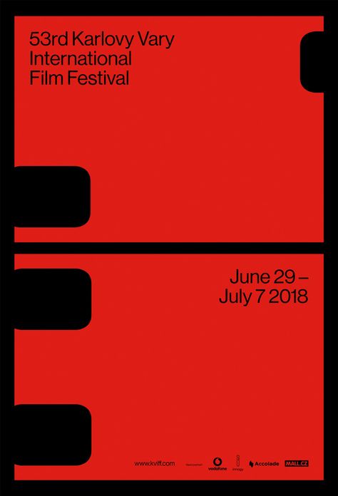 New Logo and Identity for 53rd Karlovy Vary International Film Festival by Studio Najbrt Cinema Design Graphic, Red Brand Identity Design, Film Screening Poster, Film Festival Brochure, Cinema Festival Poster, Film Festival Branding, Film Festival Design, Cinema Logo Design, Cinema Poster Design