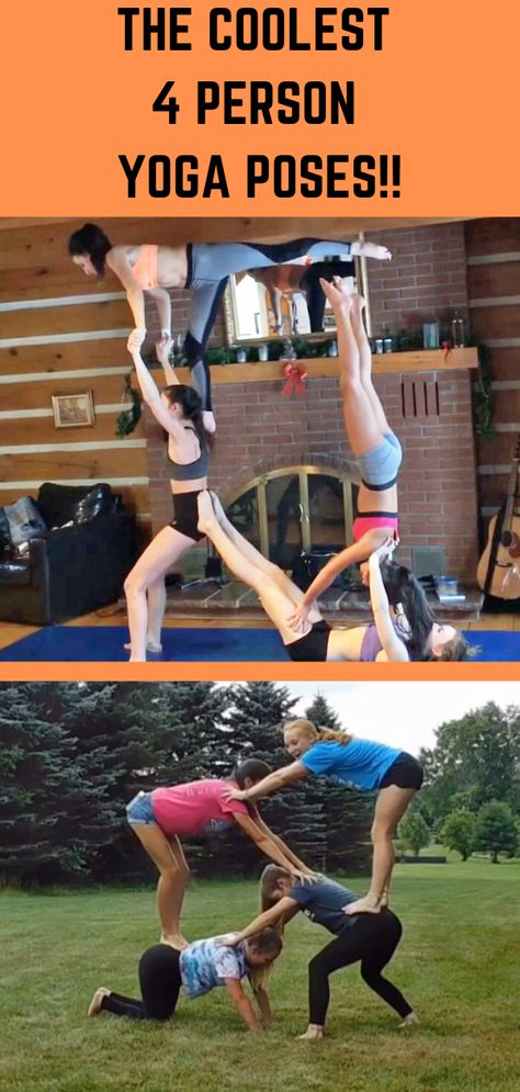 Fun yoga poses for four people! #acroyoga #yogaposes #dailyyoga #yogacommunity #yogaeveryday #4personyoga #groupyoga Yoga Poses With 4 People, Yoga Poses For 6 People, 6 People Yoga Poses, Five People Yoga Poses, 4 Person Acro Poses, Yoga 4 People, Yoga For 4 People, 4 People Yoga Poses Easy, Yoga Poses For Four People