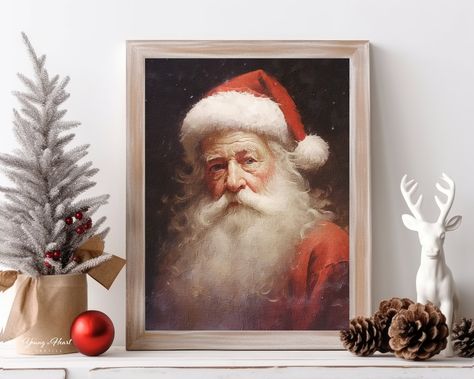 Santa Writing, Christmas Portraits, Portrait Vintage, Merry Christmas Diy, Santa Decorations, Digital Art Printables, Holiday Printables, Vintage Santa Claus, Winter Print