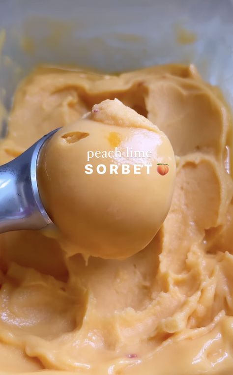 3 Ingredient Peach Lime Sorbet by cherylshealthylife | Quick & Easy Recipe | The Feedfeed Lime Sorbet Recipe, Sorbet Recipe, Lime Sorbet, Peach Sorbet, Dairy Free Ice Cream, Sorbet Recipes, Power Foods, 3 Ingredient, Vegan Snacks