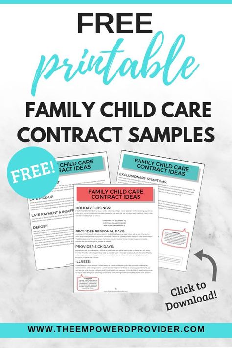 Daycare Contract Template, Home Daycare Contract, Daycare Policies And Procedures, Daycare Printables, Daycare Schedule, Daycare Contract, Home Daycare Ideas, Infant Daycare, Daycare Business