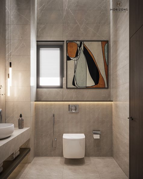 Master Bedroom on Behance Wc Back Wall Design, Hotel Room Toilet Design, Ledge Wall Toilet Design, Hotel Room Bathroom Design, Ledge Wall Design, Master Toilet Room Ideas, Toilet Tile Design, Wc Wall Design, Toilet Interior Design Modern