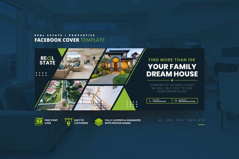 Real Estate Cover Design, Real Estate Cover Photo, Facebook Cover Design Ideas, Cover Facebook Design, Real Estate Facebook Cover, Creative Facebook Cover, Bill Board, Real Estate Banner, Facebook Header