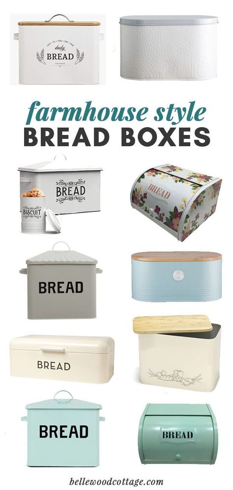 Farmhouse Kitchen Bread Storage, Vintage Bread Boxes Metal, Bread Boxes On Counter Decor, Kitchen Bread Box Ideas, Breadbox Ideas Counter Tops, Bread Storage Ideas Countertop, Bread Boxes On Counter, Bread Storage Ideas, Breadbox Ideas