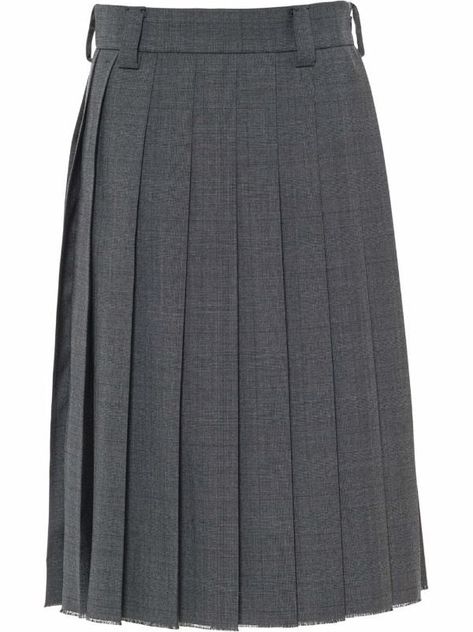 Skirt Png, Rok Midi, Dark Grey Skirt, Grey Pleated Skirt, Prince Of Wales Check, Fine Knit Sweater, Check Skirt, Skirt Trends, Wool Skirt