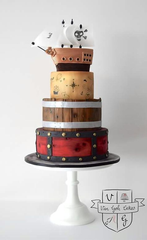 Pirate Cake Nautical Cake, Pirate Cake, Cupcakes Decorados, Frosting Recipe, Wafer Paper, Just Cakes, Boy Birthday Cake, Special Cake, Novelty Cakes