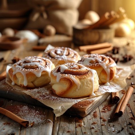 Cinnamon Roll Temptation: Freshly baked cinnamon rolls topped with icing on a wooden surface, exuding warmth and sweetness. #cinnamon #baked #rolls #icing #wooden #warm #sweet #dessert #aiart #aiphoto #stockcake https://ayr.app/l/e5hA Cinnamon Roll Sandwich, Cinnamon Roll Photography, Cinnamon Rolls Photography, Cinnamon Rolls Aesthetic, Rolled Sandwiches, Dream Bakery, Product Photoshoot, Baked Rolls, Sugar Sprinkles