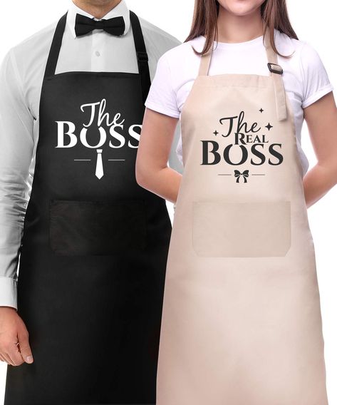 PRICES MAY VARY. 65% Polyester /35% Cotton FUNNY GIFS FOR COUPLES:Do you need a unique yet romantic gift for him or her? Do you need a handy and funny present for your parents’ wedding anniversary? These matching aprons are definitely the ideal gift for any couple, whether it’s for newly-weds, bridal shower, wedding anniversary or even housewarming gift! RACTICAL IN THE KITCHEN: His and hers couple matching aprons are ideal for those couples who enjoy spending time in the kitchen and cooking, as Couple Aprons, Baking Aprons, Customised Aprons, Unique Aprons, Branded Aprons, Diy Apron, Romantic Gifts For Him, Funny Aprons, Baking Apron