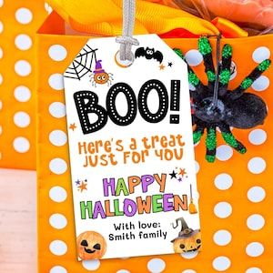 Halloween Treat Tags, Cute Halloween Treats, Classmates Gifts, Boo Gift, Halloween Gift Baskets, Halloween Favor, Bonbon Halloween, Classroom Treats, Gift Cards & Certificates