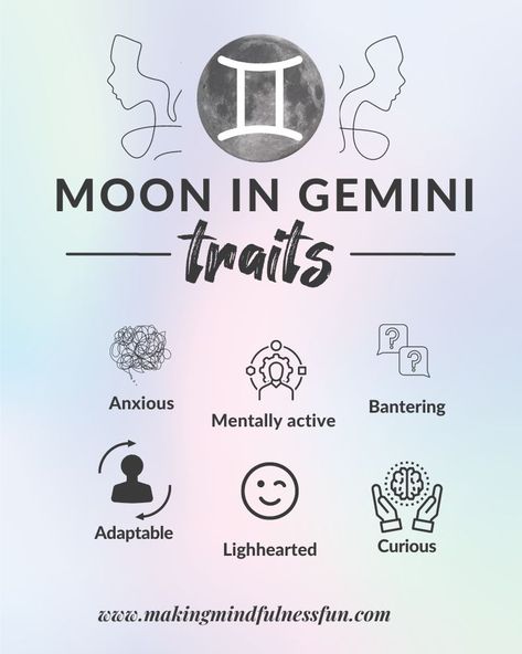 Moon In Gemini Aesthetic, Gemini Moon Aesthetic, Gemini Moon Sign, Moon In Gemini, Gemini Moon, Pisces Personality, Gemini Traits, Astro Tarot, Rising Sign