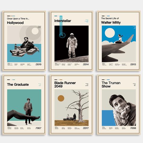 PRICES MAY VARY. Vintage Wall Art: You’ll receive 6 pcs posters including Once Upon a Time in Hollywood poster, Interstellar poster,The Secret Life of Walter Mitty Poster, The Graduate poster, Blade Runner poster, The Truman Show Poster. Posters for Bedroom: These vintage movie posters are made of high standard canvas, which is more durable and unbreakable than paper posters. Wall Decor Aesthetic: This set of posters is designed for home wall decor, we weakened and improved the colors of the ori Movie Posters For Wall, Posters For Wall, Movie Posters Decor, Movie Poster Room, Wall Calendar Design, Hollywood Poster, Wall Decor Aesthetic, Vintage Movie Posters, Movie Wall Art