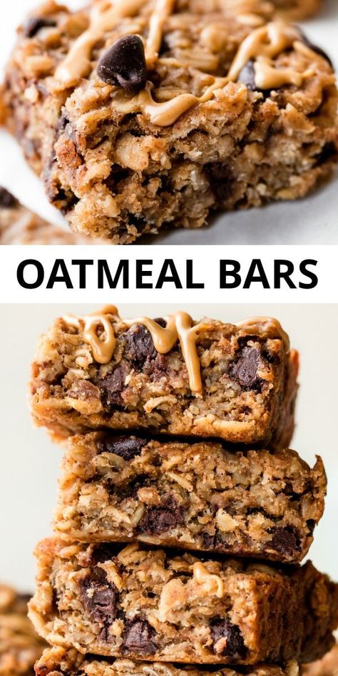 Banana Chocolate Oatmeal, Peanut Butter Banana Oatmeal Bars, Peanut Butter Healthy, Banana Oatmeal Chocolate Chip, Resep Oatmeal, Banana Oatmeal Bars, Peanut Butter Banana Oatmeal, Oatmeal Chocolate Chip Bars, Chocolate Oatmeal Bars