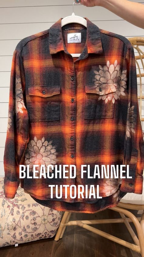 Jenna • emptyhanger | Upcycled Bleached Flannel Tutorial #upcycling #upcycledfashion #tutorial #howto #diyproject #thriftflip #thriftedfashion #bleachedshirts… | Instagram Ideas For Flannel Fabric, Bleach Distressed Flannel Diy, Bleached Plaid Shirt Diy, Flannel Shirt Crafts, Bleach Distressed Shirt Diy, Flannel Diy Projects, Distress Flannel Shirts Diy, Diy Distressed Flannel Shirt, Flannel Upcycle Shirt Refashion