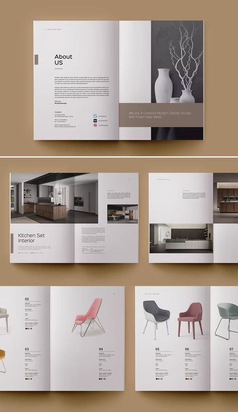 Interior Design Brochure Catalog Template PSD. 40 Pages. Brochure Design For Products, Stone Catalogue Design, Interior Design Catalogue Layout, Sofa Catalogue Design, Interior Catalog Design Layout, Product Catalogue Cover Design, Magazine Catalog Design, A4 Catalogue Design, Luxury Brochure Design Inspiration