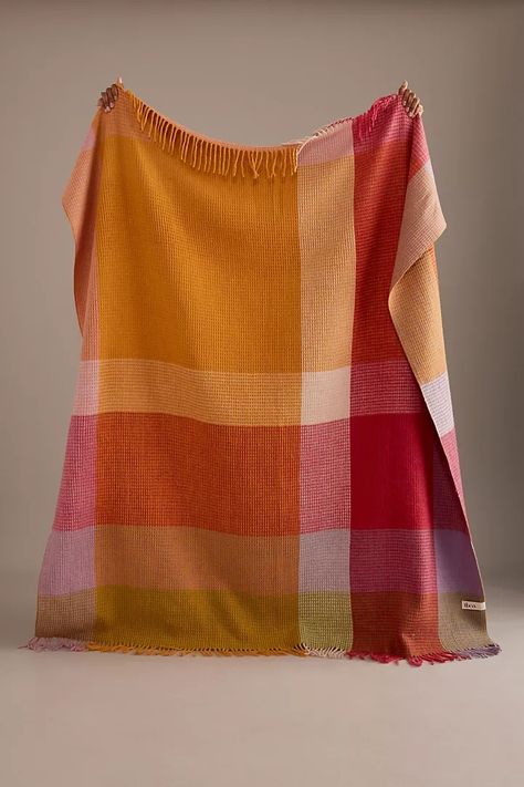 Tartan Blanket Co. Fringe Wool Blanket | Anthropologie UK Orange Squares, Tartan Blanket, Orange Square, Anthropologie Uk, Beautiful Blankets, Apartment Room, Check Pattern, Quilt Cover, Sun Kissed