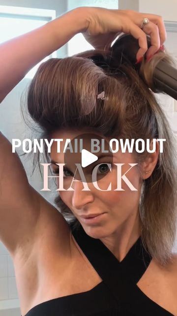 Sara Botsford | Denver Balayage on Instagram: "PONYTAIL HACK = LAZY GIRL BLOWOUT using all @redkenpro   Products:  BIG BLOWOUT offers heat protection and a velvety finish  MAX HOLD hairspray for a style that lasts!   I also LOVE #acidicbondingconcentrate shampoo, conditioner and leave in concentrate to keep my hair healthy!!   💡remember if you’re trying this to use an elastic that won’t dent your hair. Scrunchies or Invisibobbles work well!   Try it and let me know what you think!!   #redkenambassador   #dysonhair #dysonhairpro #blowouthack #ponytailblowout #blowoutstyles #90shair" Blowout Hair Hack, Ponytail Blowout Hack, Ponytail Blowout, How To Blow Dry Hair, How To Do A Blowout On Yourself, Big Blowout Hair, Big Blowout, Big Ponytail, Ponytail Hack