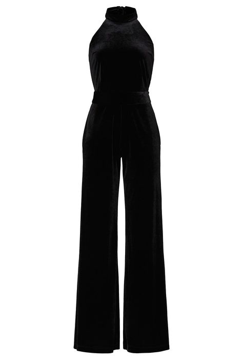 Jumpsuit Fashion Classy, Black Velvet Jumpsuit Outfit, Black Jumpsuit Outfit, Black Velvet Jumpsuit, Black Jumpsuit Dress, Velvet Jumpsuit, Fashion Vocabulary, Los Angeles Style, Easy Trendy Outfits