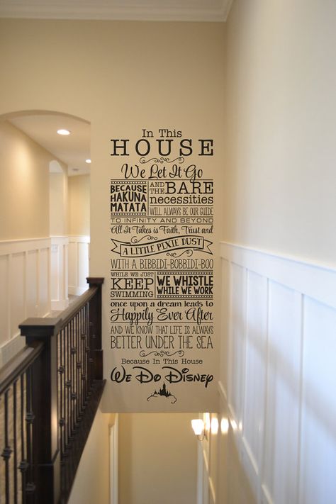 Hey, I found this really awesome Etsy listing at https://www.etsy.com/listing/269742156/in-this-house-disney-bm544vinyl-wall Stairway Gallery, Casa Disney, Disney Kitchen Decor, Disney Wall Decor, Disney Wall Decals, Deco Disney, Wallpaper Quote, Disney Rooms, Disney Kitchen