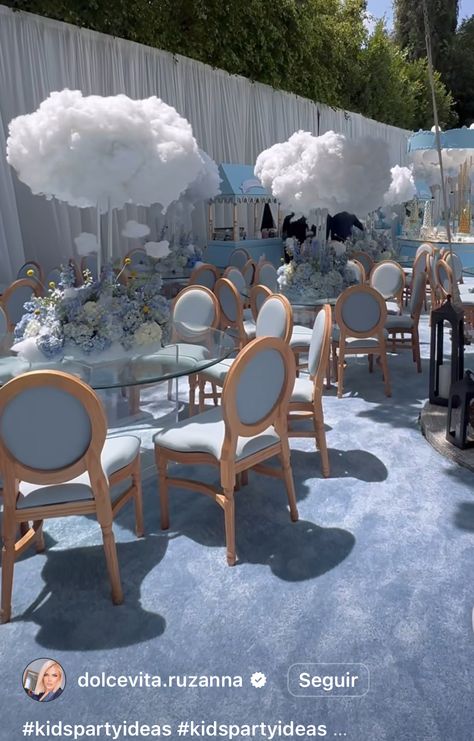 Angels Party Theme, Dreamland Party Theme, Cloud Theme Table Decor, Bubble Baby Shower Ideas, Big Baby Shower Ideas, Party Hire Ideas, Storm Theme Party, It’s A Boy Baby Shower Ideas, Sky Birthday Theme