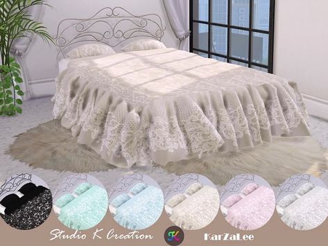 Studio K Creation: Lace Beddings • Sims 4 Downloads Sims 4 Beds, Die Sims 4, Sims 4 Bedroom, Lace Bedding, Sims 4 Expansions, Yellow Bedding, Sims 4 House Design, Casas The Sims 4, The Sims 4 Download