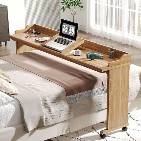 Amazon.com: Tribesigns 70.8" Overbed Table with Wheels Large Over The Bed Table with USB Charging Station, Mobile Computer Desk Standing Workstation with Adjustable Tilt Board for Home, Hospital : Health & Household Bed Table On Wheels, Over Bed Table, Rolling Bed, Laptop Table For Bed, Rolling Desk, Overbed Table, Computer Stand For Desk, Table With Wheels, Table Computer