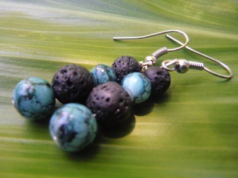 Lava Bead Earrings, Lava Earrings, Lava Stone Jewelry, Lava Bracelet, Chunky Earrings, Hawaiian Jewelry, Lava Bead, Homemade Jewelry, Lava Stone