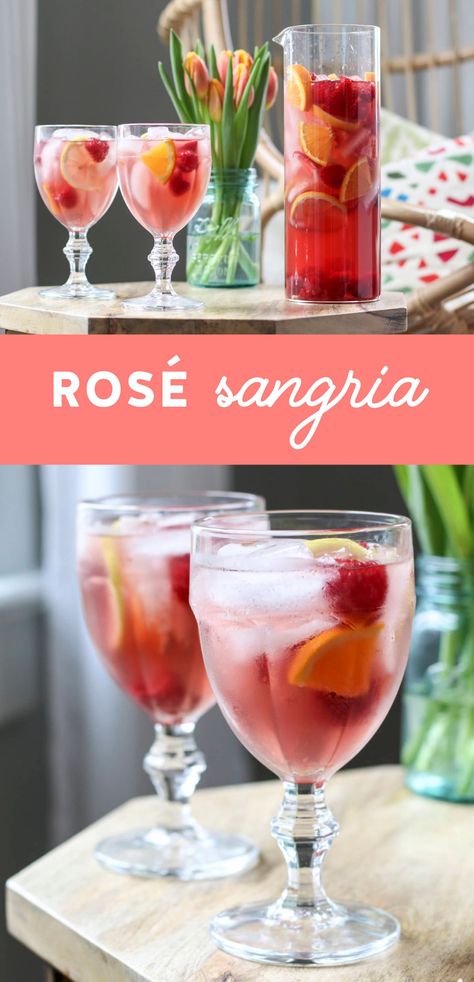 This Rosé Sangria is the perfect blend of citrus, fresh berries, and rosé.  A perfect #cocktail recipe for #spring and summer entertaining. #sangria #rose Rose Cocktail Recipes, Fruity Sangria, Rosé Sangria, Rose Sangria, Craft Cocktail Recipe, Rose Cocktail, Sangria Recipe, Tom Collins, Sangria Recipes