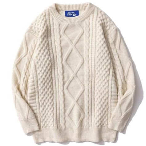 White Chunky Sweater, White Chunky Knit Sweater, Cable Knit Sweater Womens, Aelfric Eden, Solid Color Sweater, Dream Outfits, Woven Sweater, Basic Sweaters, Chunky Knit Sweater