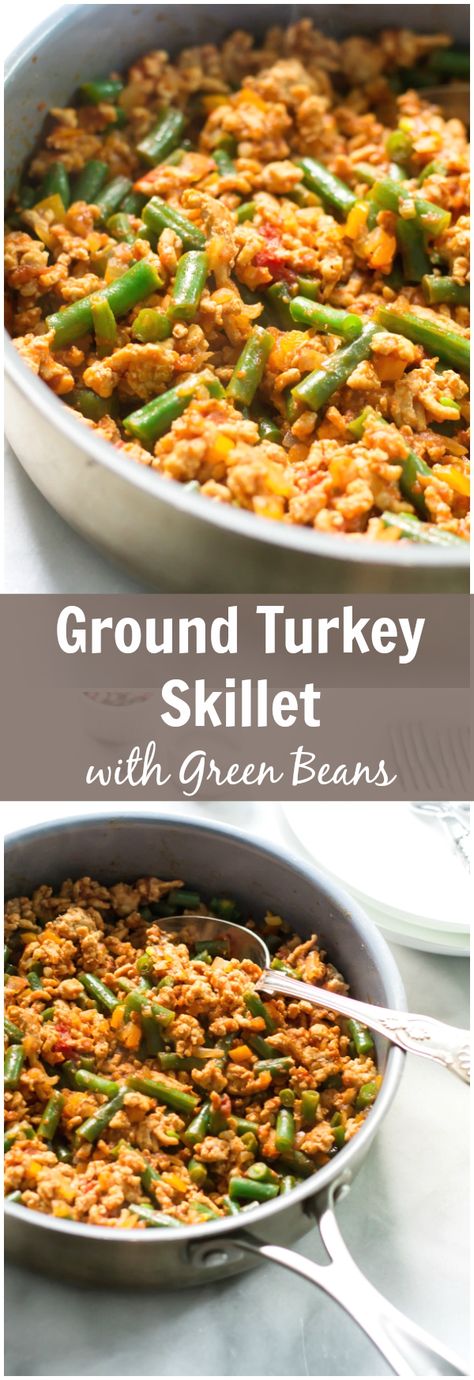 A very gluten free Ground Turkey Skillet with Green Beans recipe that is definitely easy to make and tasty meal for your family dinner. Ground Turkey Skillet, Turkey Skillet, فاصوليا خضراء, Keto Turkey, Green Beans Recipe, Turkey Gravy, Turkey Dishes, Beans Recipe, Green Bean Recipes