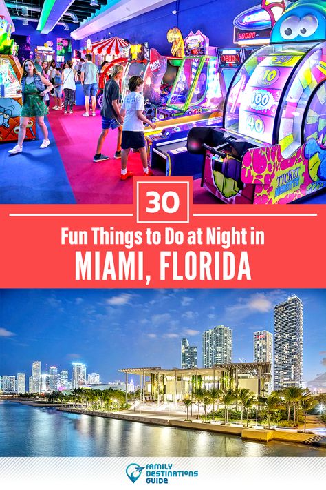 Want ideas for stuff to do in Miami, FL at night? We’re FamilyDestinationsGuide and we’re here to help: Whether you’re looking for fun places to go, things to see, or places to visit at night in Miami, we’ve got you covered. Now, discover the best night time activities Miami has to offer you #miami #miaminights #miamithingstodoatnight Miami With Teens, Miami At Night, What To Do In Miami, Bahamas Travel Guide, Bahamas Honeymoon, Things To Do In Miami, Best Places To Vacation, South Beach Hotels, Wynwood Walls