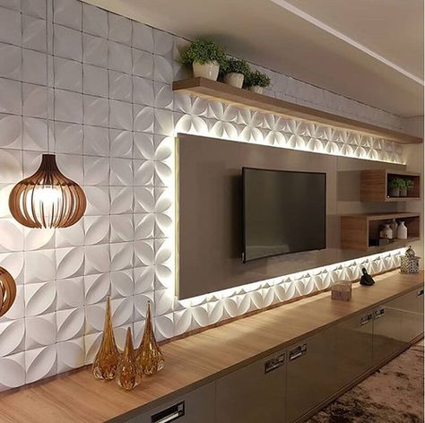 3D Wall Panels: An Alternative to Wallpaper and Textured Paints | dress your home Tv Wanddekor, Tv Unit Decor, Modern Tv Wall Units, Best Living Room Design, Sala Tv, Modern Tv Wall, Wall Tv Unit Design, Interior Design Per La Casa, Living Room Tv Unit Designs