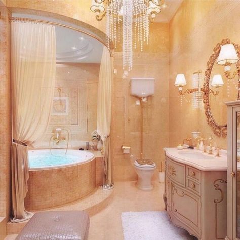 Luxury bathroom fit for a queen. Interesting Rooms, بيوت ملكية, Romantic Bathrooms, Mansion Bedroom, Bathroom Beautiful, Fancy Bathroom, Luxury Bathroom Master Baths, Modern Colonial, Washroom Design