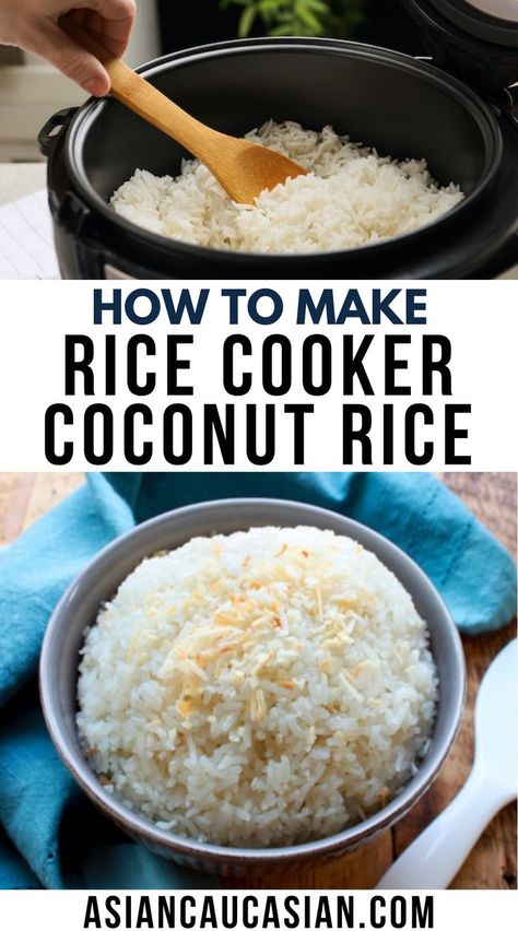 Rice Cooker Coconut Rice, Thai Coconut Rice, Coconut Rice Recipe, Asian Side Dishes, Fluffy Rice, Rice Cooker Recipes, Rice Side Dishes, Asian Inspired Dishes, Coconut Rice