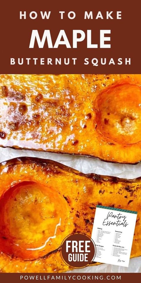 Looking for a delicious fall side dish? Try this easy roasted butternut squash recipe with a touch of maple syrup and cinnamon. Perfectly roasted in the oven, it's sweet, savory, and simple to make. This recipe is great for weeknight dinners or holiday meals and adds a cozy, flavorful touch to your fall table. Oven Butternut Squash Recipes, Sweet Roasted Butternut Squash, Butternut Squash Oven Roasted, How To Roast Butternut Squash In Oven, Roasting Butternut Squash Oven, How To Make Butternut Squash, Roast Butternut Squash Oven, Butternut Squash Maple Syrup, Roasted Butternut Squash Recipes