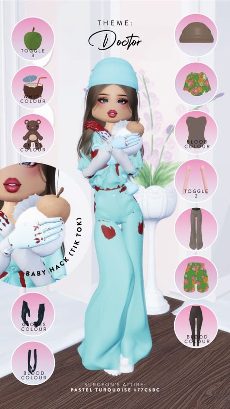 #dresstoimpress #dresstoimpresscode #dress #sims4 #roblox #dti #dresscombo Doctor Dti Ideas, Nurse Dti Outfit, Dti Doctor Theme Outfits, Dress To Impress Baby Hack, Surgeon Dress To Impress, Dti Outfits Theme Doctor, Baby Hack Dti, Dress To Impress Theme Nursery Rhyme, Dti Theme Doctor