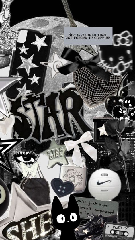 Y2k Aesthetic Wallpaper Dark, Girl Wallpaper Black, Wallpaper Black And White Aesthetic, Star Girl Wallpaper, Starcore Aesthetic, Wallpapers Room, Y2k Aesthetic Wallpaper, Wallpaper Black And White, Emo Wallpaper