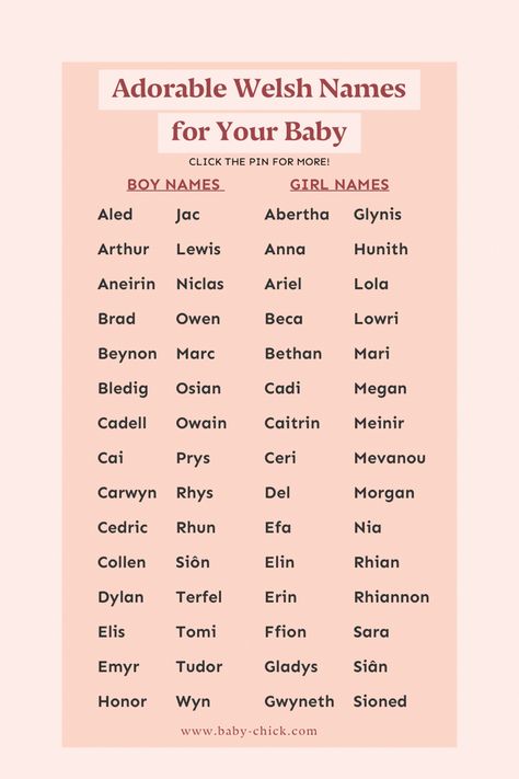 Naming a baby is tough. Their name will follow them for the rest of their life, so you want to be sure it is something they will love. Have you ever thought of naming your baby a Welsh name? We have some great Welsh baby names for boys and girls to share. Click the pin to see more! 🙌🤩 Welsh Names Boys, Welsh Names And Meanings, Welsh Boy Names, Welsh Surnames, Character Name Generator, Welsh Names, Welsh Baby Names, Welsh Words