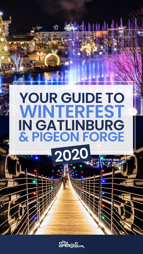 It's almost time for Winterfest in the Smoky Mountains! Are you planning to be in Gatlinburg or Pigeon Forge this winter? The Smokies come to life with millions of lights during the Christmas season. There's so many things to do in Gatlinburg TN including seeing Christmas lights, the Festival of Trees celebration and the Smoky Mountain Christmas event at Dollywood and Enchanted Winter at Anakeesta. Don't miss the Gatlinburg & Pigeon Forge Winterfest event this year in Tennessee! Gatlinburg Tennessee Thanksgiving, Pigeon Forge Tennessee Winter, Gatlinburg At Christmas, Gatlinburg Tennessee Christmas, Dollywood Christmas, Gatlinburg Christmas, Gatlinburg Tennessee Cabins, Christmas Trips, Tennessee Restaurants