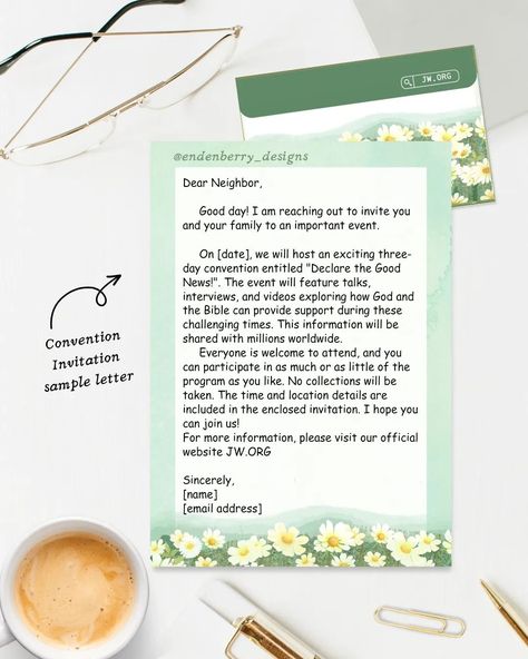 Convention Invitation Sample Letter — feel free to copy, edit, personalize ✍🏻 💌 Letter Templates + Envelope Printables • "FREE" download from our kofi shop • comment below, we'll send you the link! 🤗 ✔️ like • share • save for later! . . . #convention2024 #jw #jworg #jwpioneers #jworganization #jwusa #jwfriends #jwbrotherhood #jwsisters #jwbrazil #jwspain #jwcouple #jwbestlifeever #jwassembly #JWletterwriting #jwlove #jwweddings #jwmexico #jwaustralia #nwt #tj #bible #jwpreaching #testigos... Letter Writing Samples, Jw Printables, Jw Bible, Jw Ministry, Jw Convention, Printables Free, Personalized Letters, Save For Later, Letter Templates