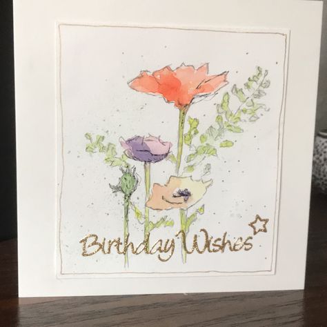 Watercolor 70th Birthday Card, Water Colour Birthday Cards Ideas, 40th Birthday Wishes, Card Painting, Spring Drawing, Watercolor Holiday, 70th Birthday Card, Watercolor Birthday Cards, Happy Birthday Daughter