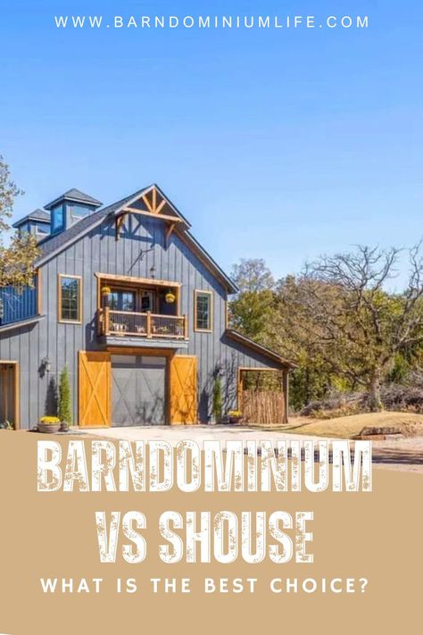 Explore the differences between barndominiums and shouses—find out which one suits your needs! Barndominium Office Building, Small Barndominium With Shop, Barndominium Shop Ideas, Beautiful Barndominiums, Shouse Barndominium, Mini Barndominium, Tiny Barndominium, Barndo Plans, Building A Barndominium