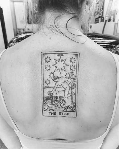 Tarot Card Tattoo Star, Star Card Tattoo, The Chariot Tarot Tattoo, Star Tarot Card Tattoo, Star Tarot Tattoo, The Star Tarot Tattoo, The Chariot Tarot, The Star Tarot, Promise Tattoo